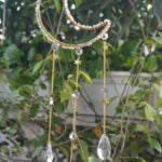 Handcrafted Moon & Star Crystal Suncatcher Gold Hanging Decor