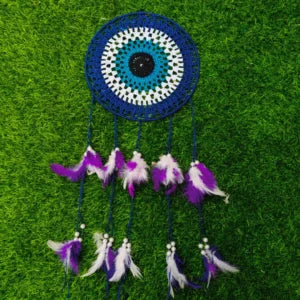 Large Blue Feather Dream Catcher Boho Wall Hanging Decor
