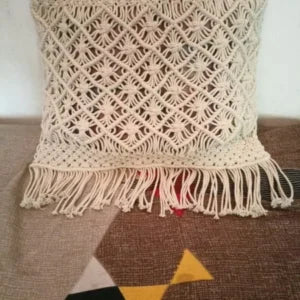 Set of 2 Macramé Boho Cushion Covers Knitted Decorative Pillow Covers