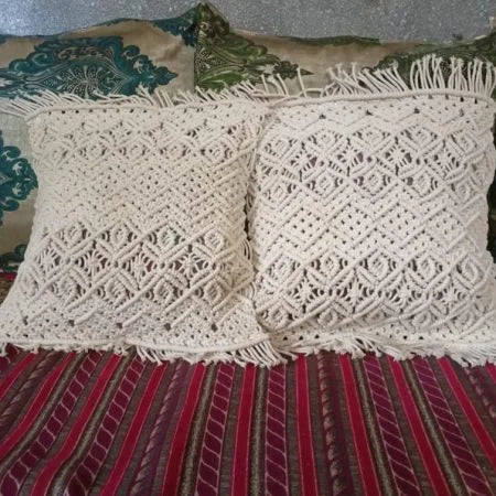 Set of 2 Macramé Pillow Covers Bohemian Cushion Covers