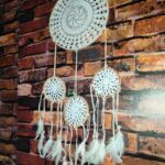 Handcrafted White Feather Dream Catcher Boho Wall Hanging Decor