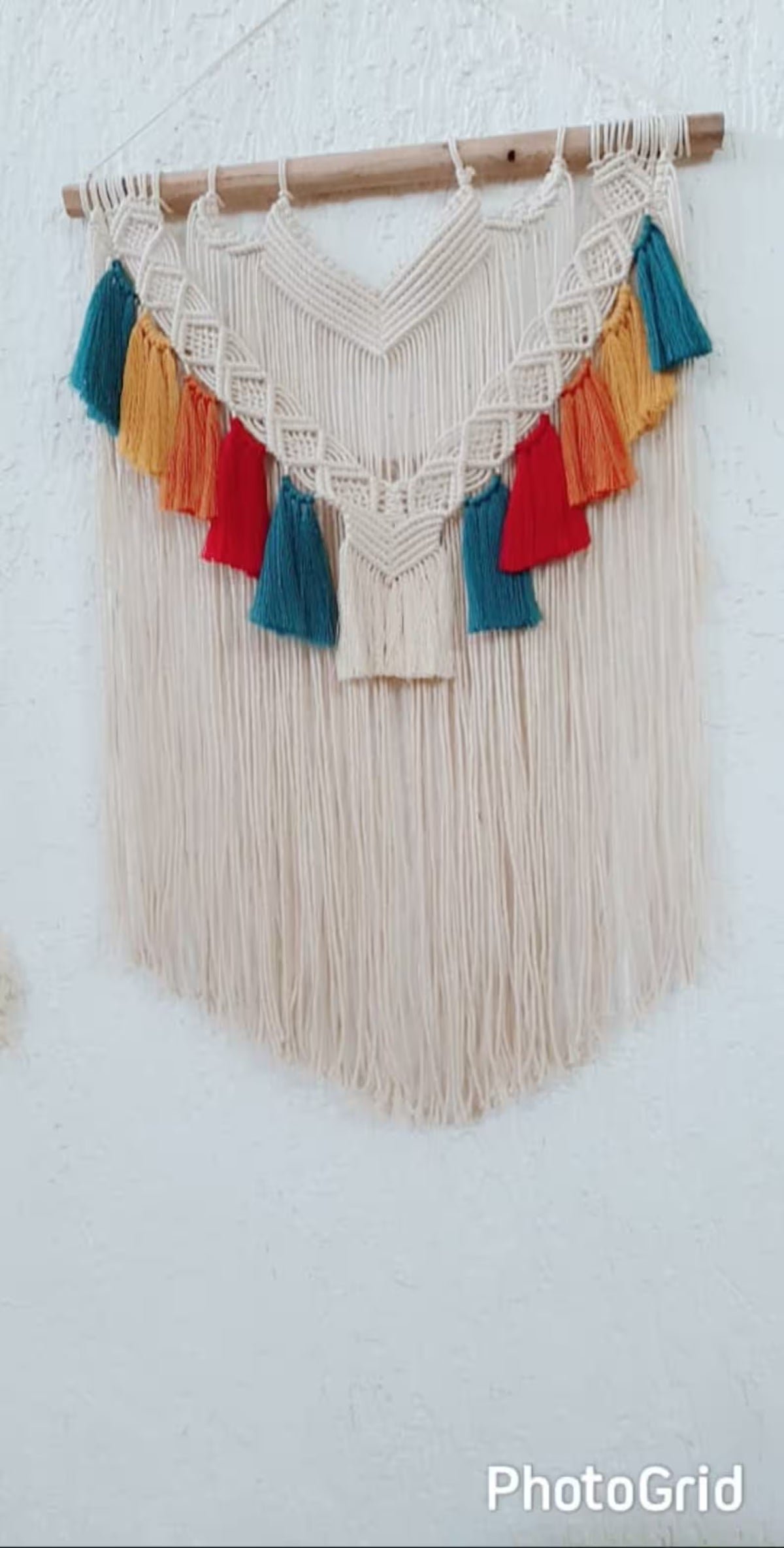 Handcrafted Boho Macramé Wall Hanging with Colorful Tassels