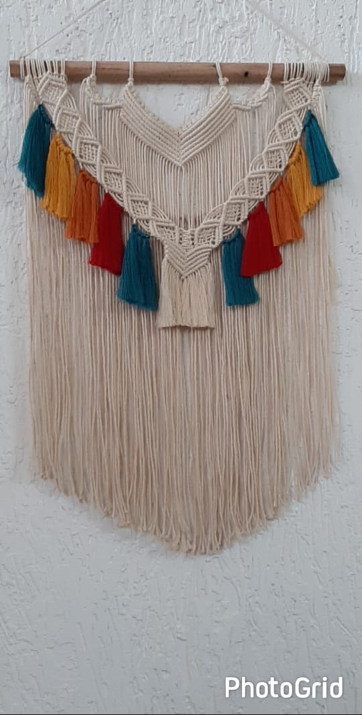 Handcrafted Boho Macramé Wall Hanging with Colorful Tassels