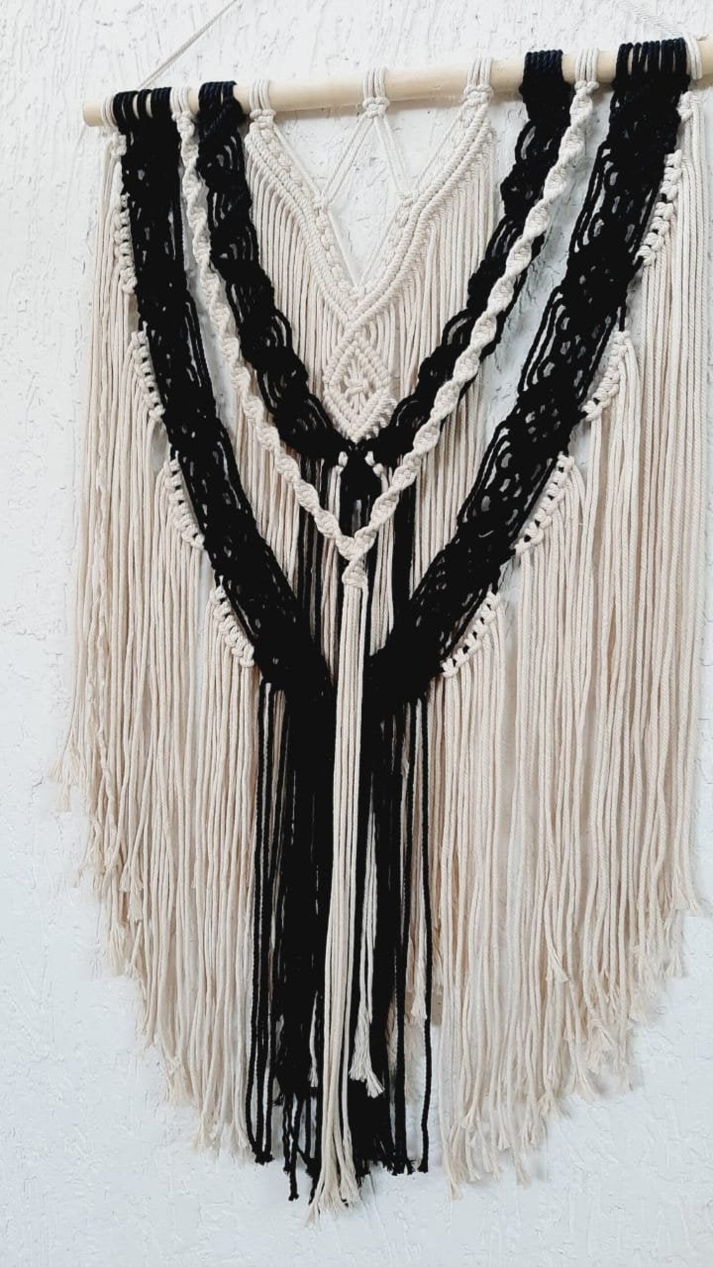 Handcrafted Black & White Macramé Wall Hanging
