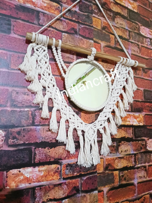 Handcrafted Macramé Mirror Wall Hanging