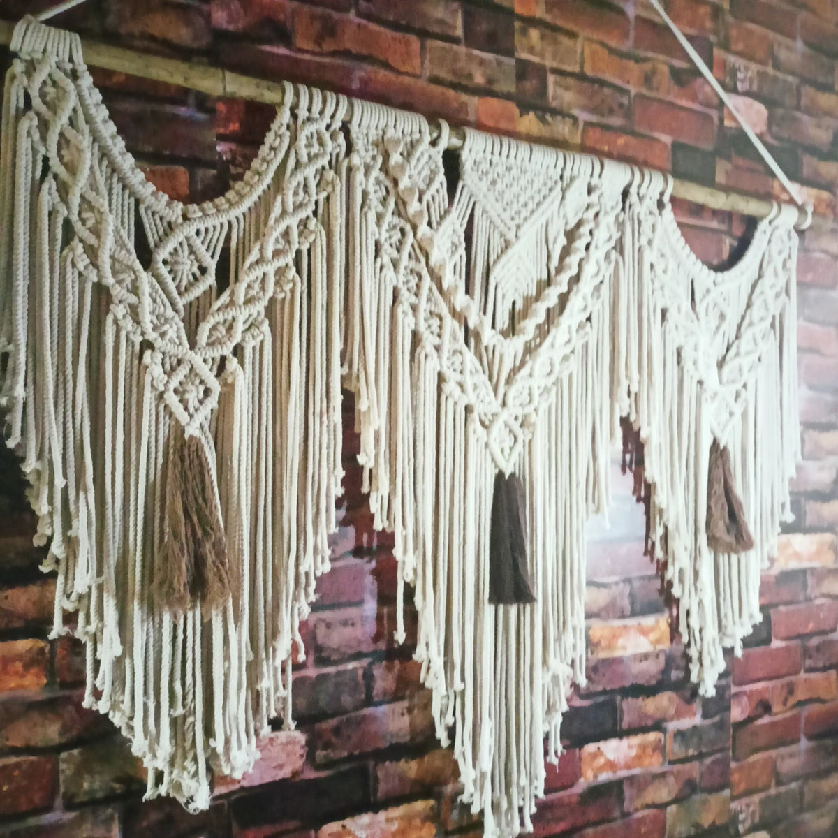 Handcrafted Triple Panel Macramé Wall Hanging