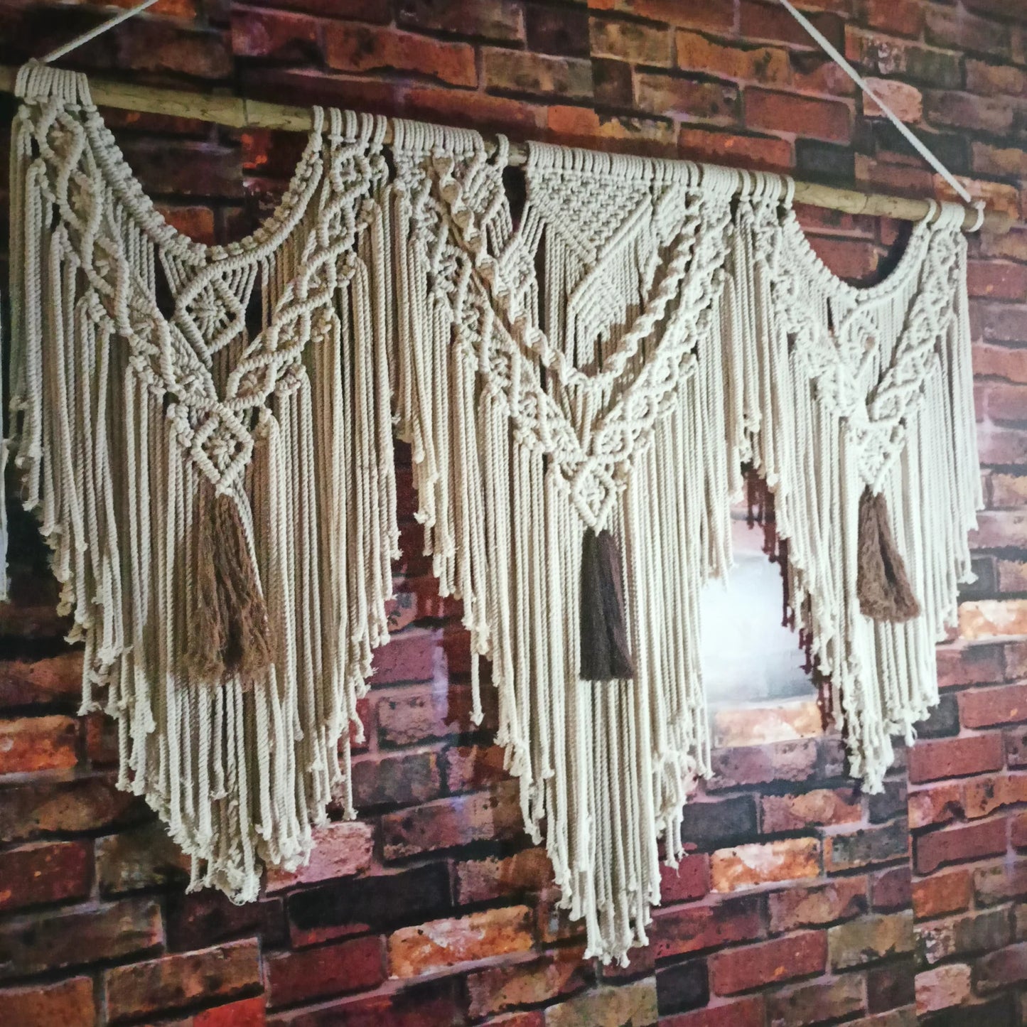 Handcrafted Triple Panel Macramé Wall Hanging