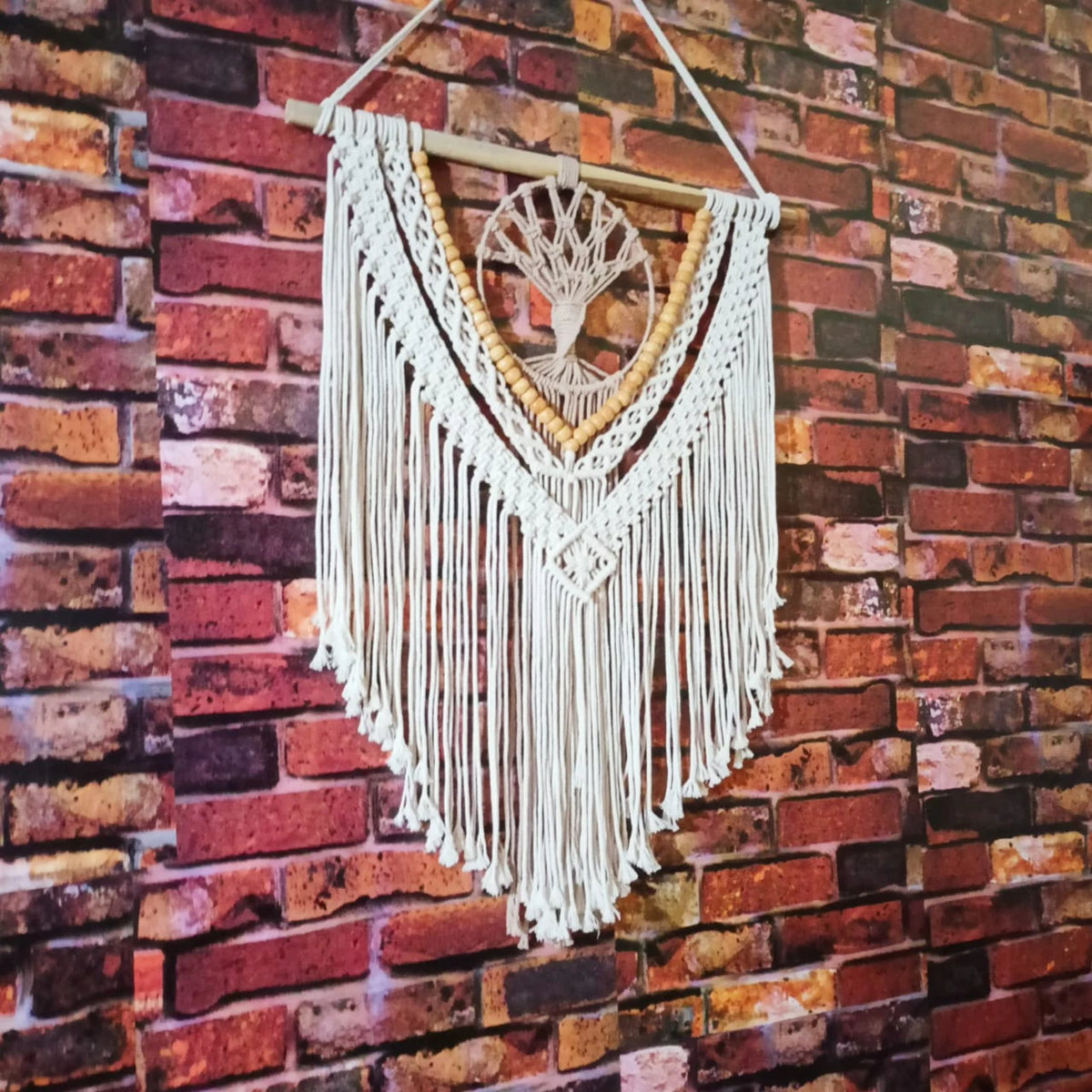 Handcrafted Tree of Life Macramé Wall Hanging with Wooden Beads