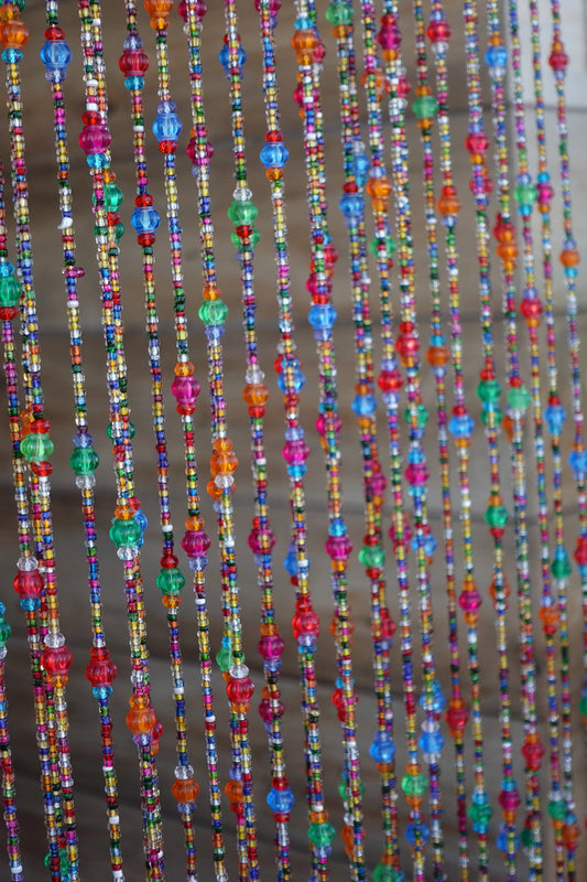 Bohemian Glass Beaded Curtain with Bells – Decorative Door Hanging