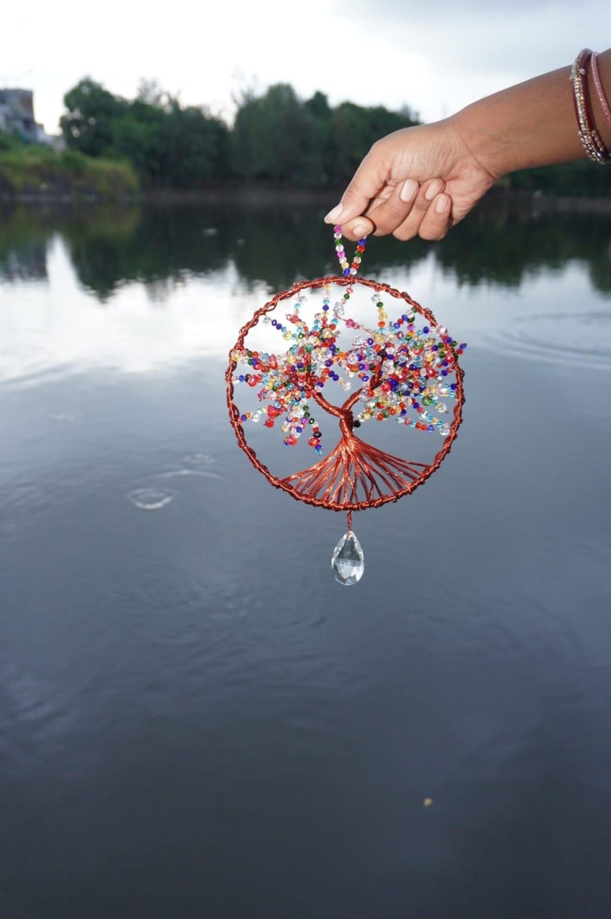 Copper Wire Tree of Life Suncatcher – Crystal Window Hanging Decor