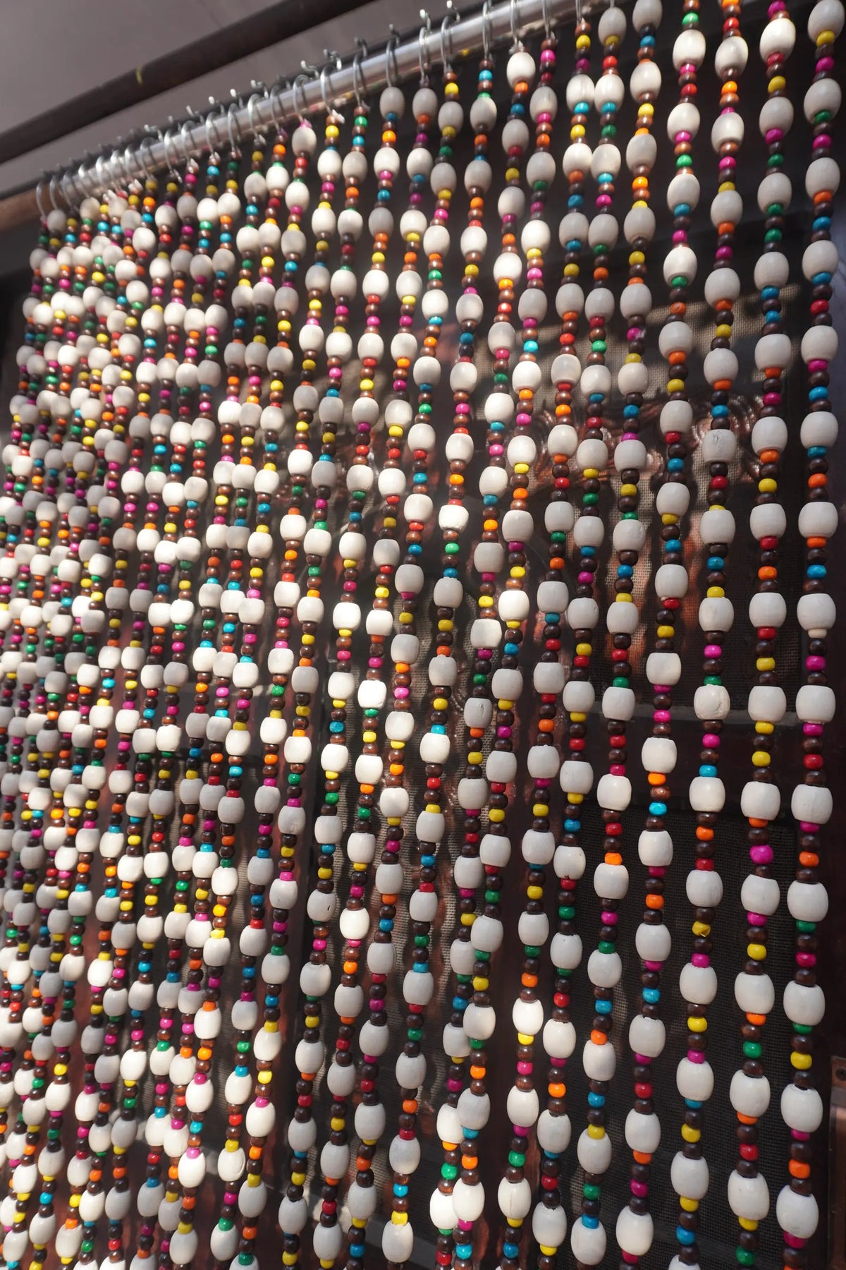 Handcrafted Multicolour Wooden Beaded Curtain – Boho Room Divider & Doorway Decor