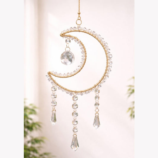 Moon Prism Crystal Suncatcher – Rainbow Window Hanging Decor