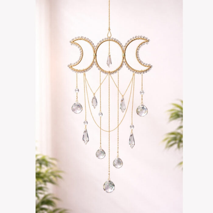 Sun & Moon Crystal Suncatcher – Rainbow Window Hanging Decor