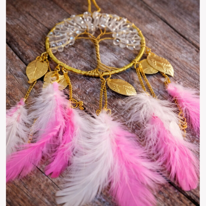 Handmade Stone Crystal Dream Catcher beaded tree of life