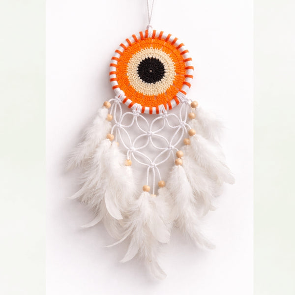 Handmade Orange Crochet Dream Catcher Boho Wall Hanging Decor