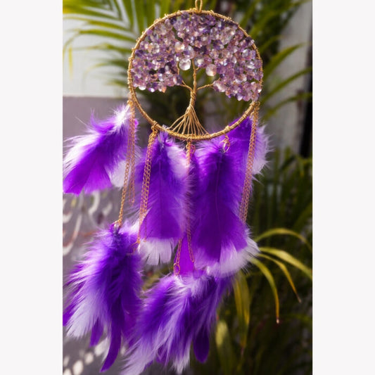 Amethyst Tree of Life Dream Catcher Crystal Healing Wall Decor