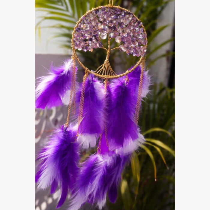 Amethyst Tree of Life Dream Catcher Crystal Healing Wall Decor