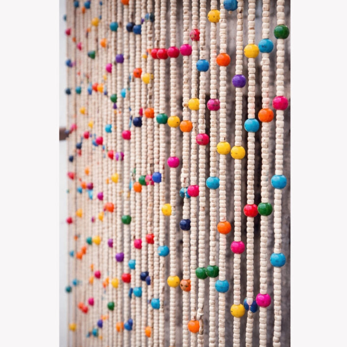 Handcrafted Wooden Beaded Curtain – Colorful Door Hanging Decor