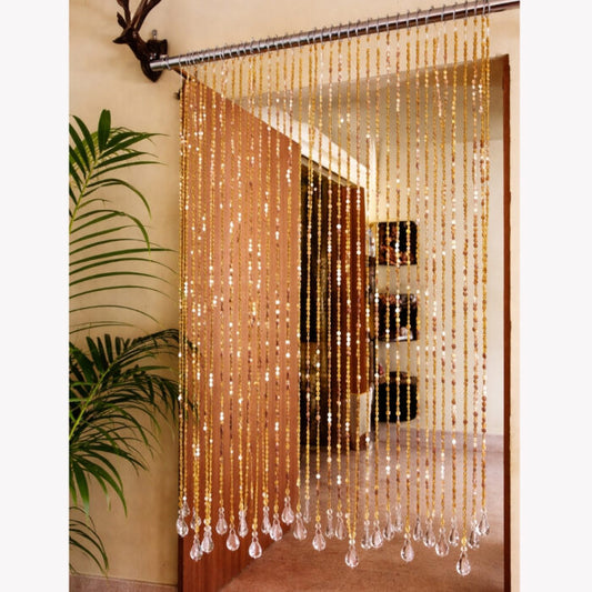 Golden Glass Beaded Curtain – Luxury Door & Window Hanging Decor