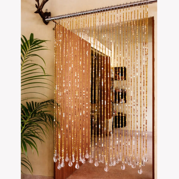 Golden Glass Beaded Curtain – Luxury Door & Window Hanging Decor