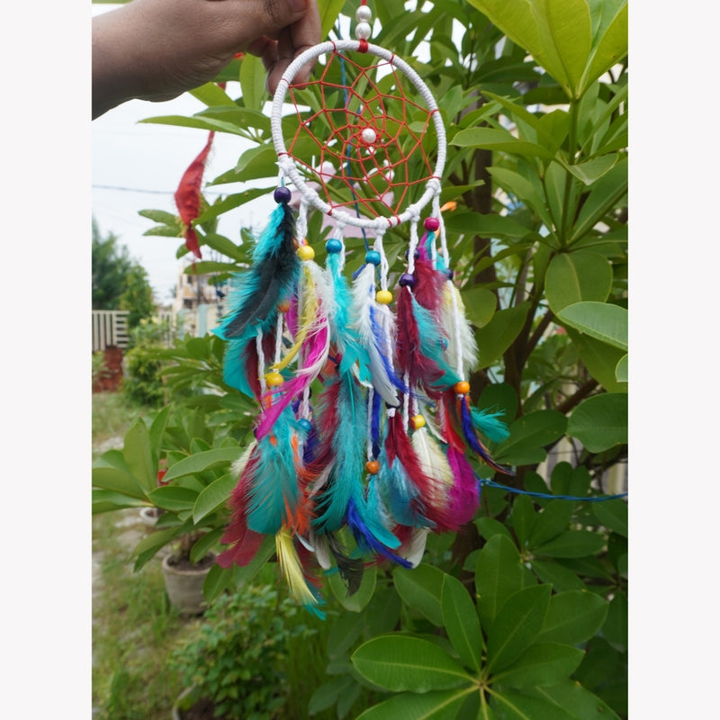 Handcrafted Multicolor Feather Dreamcatcher Boho Wall Hanging Decor