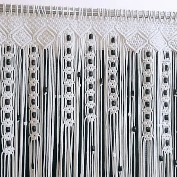 Macramé Beaded Curtain – Boho Door & Window Hanging Decor