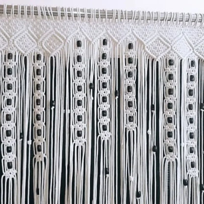 Macramé Beaded Curtain – Boho Door & Window Hanging Decor