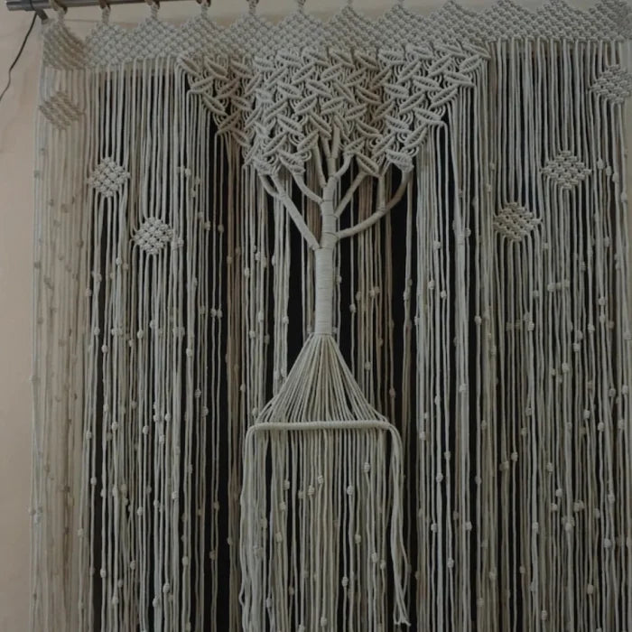 Tree of Life Macramé Wall Hanging – Boho Curtain Decor