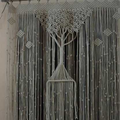 Tree of Life Macramé Wall Hanging – Boho Curtain Decor
