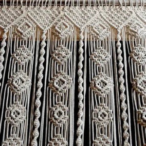 Large Macramé Curtain – Boho Window Valance Decor