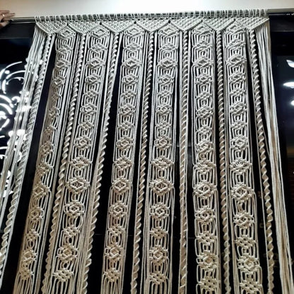Large Macramé Curtain – Boho Window Valance Decor