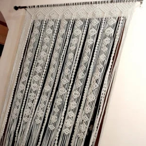 Large Macramé Curtain – Boho Window Valance Decor