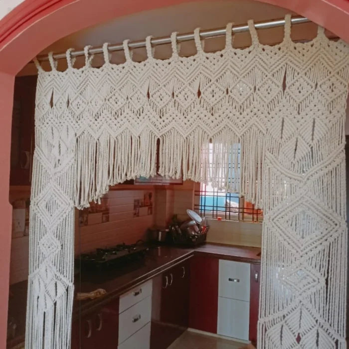 Handcrafted Macramé Curtain – Boho Backdrop & Window Decor
