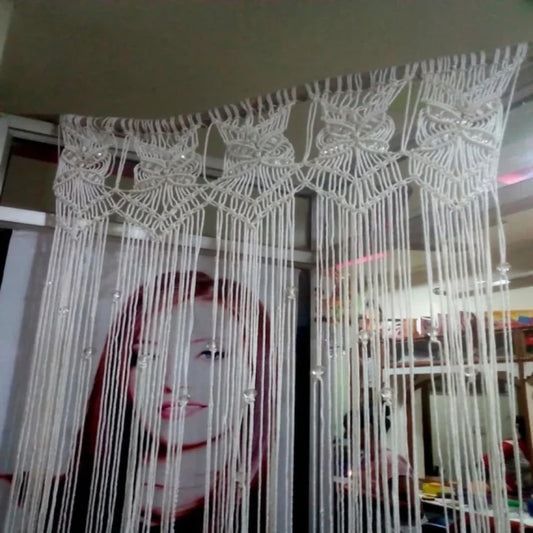 Macramé Door Curtain – Boho Handwoven Doorway Decor