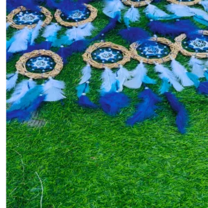 Large Blue Feather Dream Catcher Boho Wall Hanging Decor