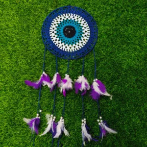 Large Blue Feather Dream Catcher Boho Wall Hanging Decor