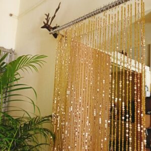Golden Glass Beaded Curtain – Luxury Door & Window Hanging Decor