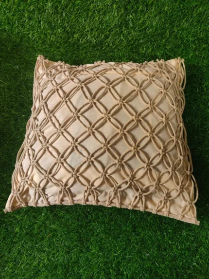 Set of 2 Macramé Cushion Covers Boho Throw Pillow Covers