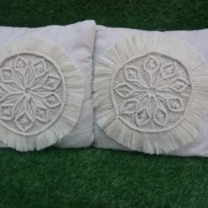 Set of 2 Macramé Cushion Covers Bohemian Throw Pillow Cover