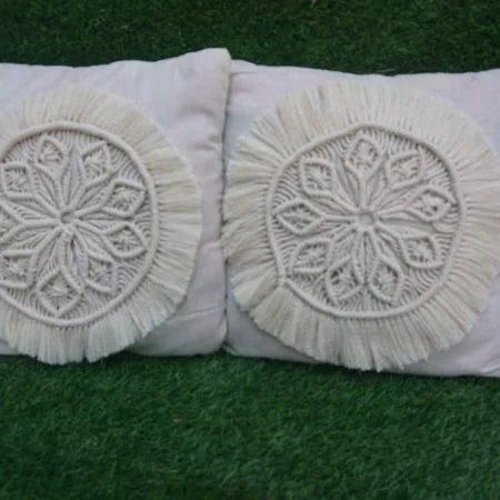 Set of 2 Macramé Cushion Covers Bohemian Throw Pillow Cover
