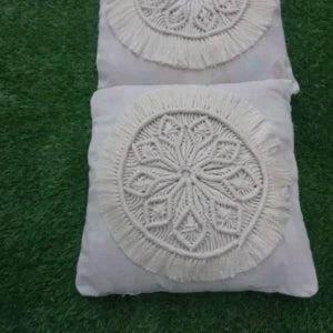 Set of 2 Macramé Cushion Covers Bohemian Throw Pillow Cover