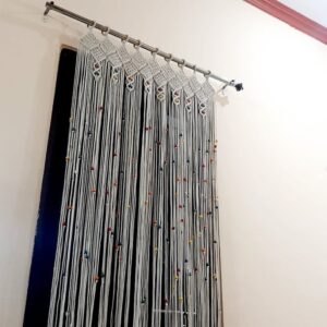 Macramé Door Curtain – Boho Beaded Doorway Hanging Decor