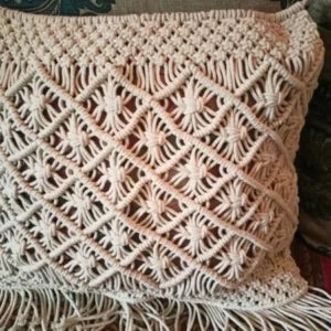 Set of 2 Macramé Boho Cushion Covers Knitted Decorative Pillow Covers