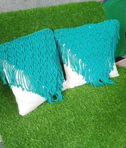 Set of 2 Boho Macramé Cushion Covers – Handmade Throw Pillow Covers