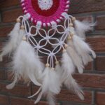 Handcrafted Pink Crochet Dream Catcher – Boho Wall Hanging Decor