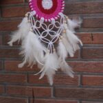 Handcrafted Pink Crochet Dream Catcher – Boho Wall Hanging Decor