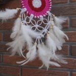 Handcrafted Pink Crochet Dream Catcher – Boho Wall Hanging Decor