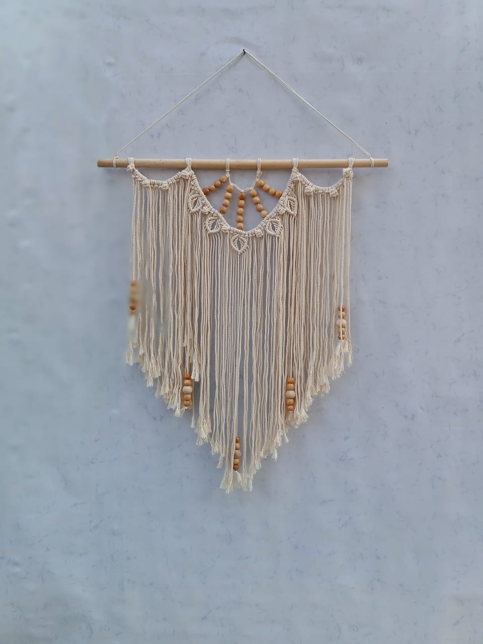Handcrafted Boho Macramé Wall Hanging with Wooden Beads