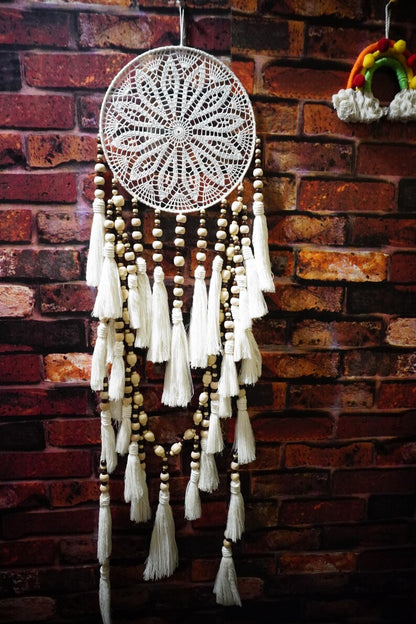 Handcrafted Crochet Dream Catcher with Wooden Beads