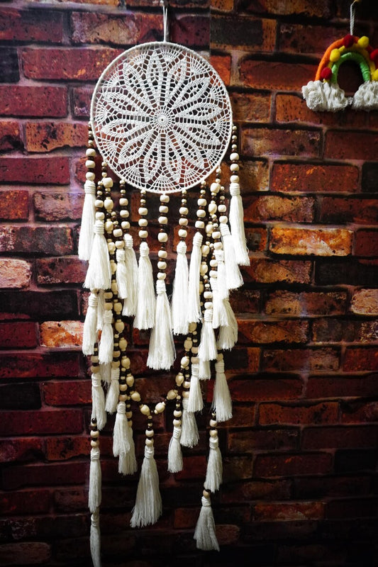 Handcrafted Crochet Dream Catcher with Wooden Beads
